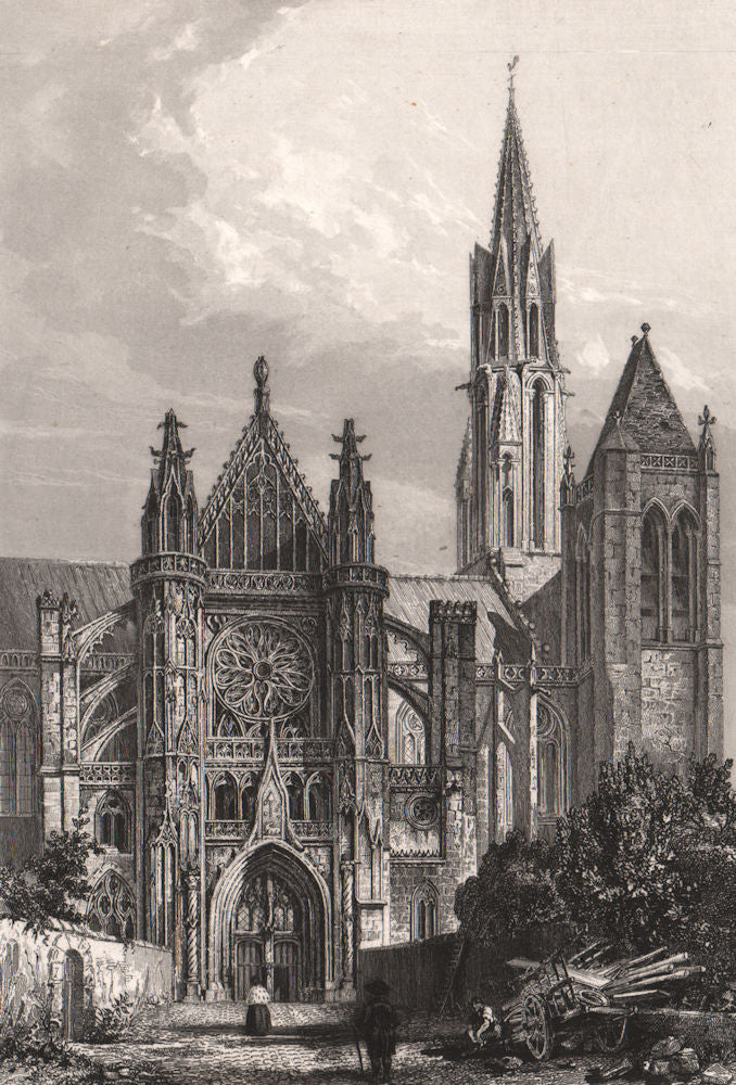 CATHÉDRALE DE SENLIS. Oise 1844 old antique vintage print picture